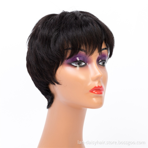 Drop shipping Virgin Brazilian Human Hair Wig For Black Women Natural  Black Short Cut Style Wigs